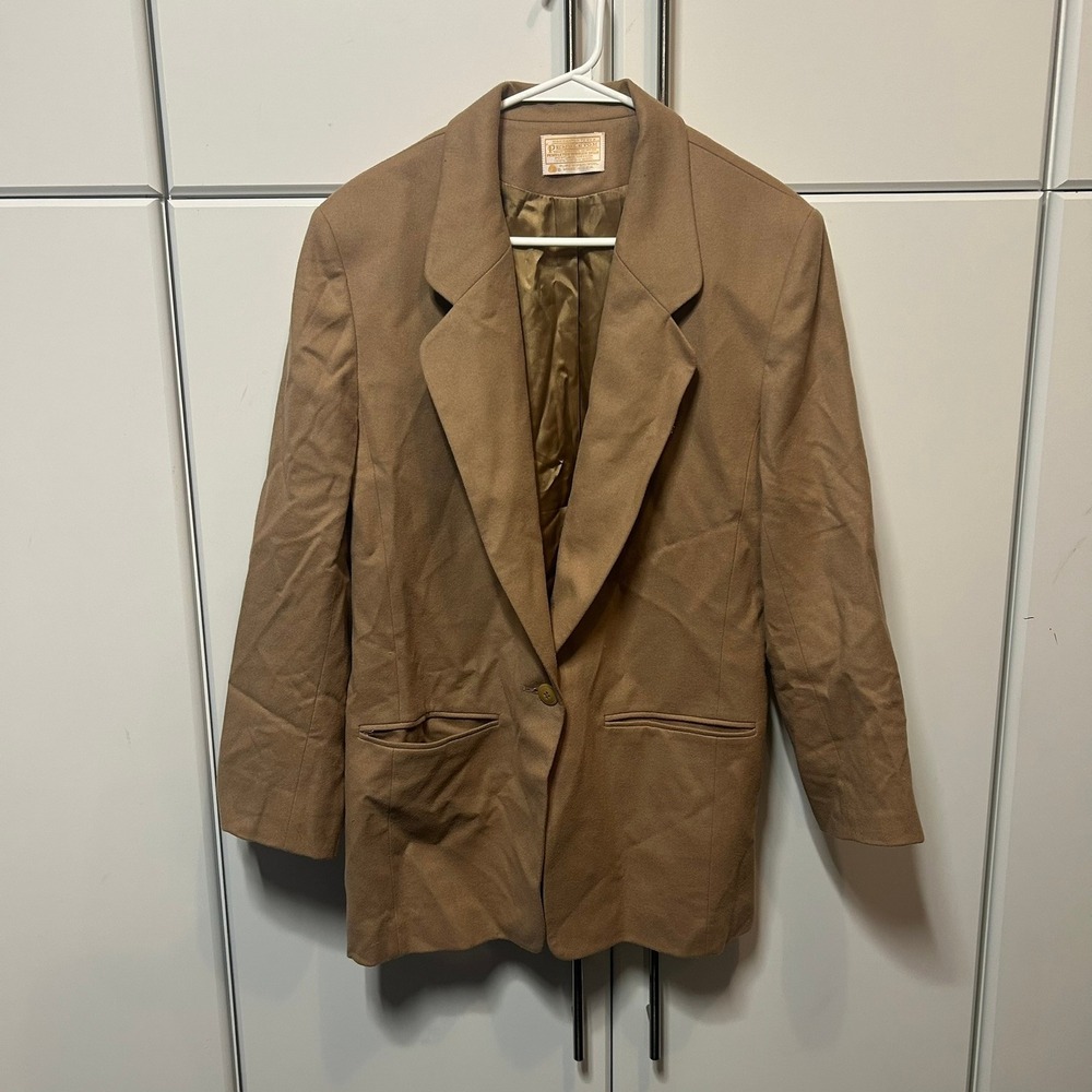 Pendleton Wool Blazer Camel Tan Single Button Virgin Wool Jacket Mens Size Large
